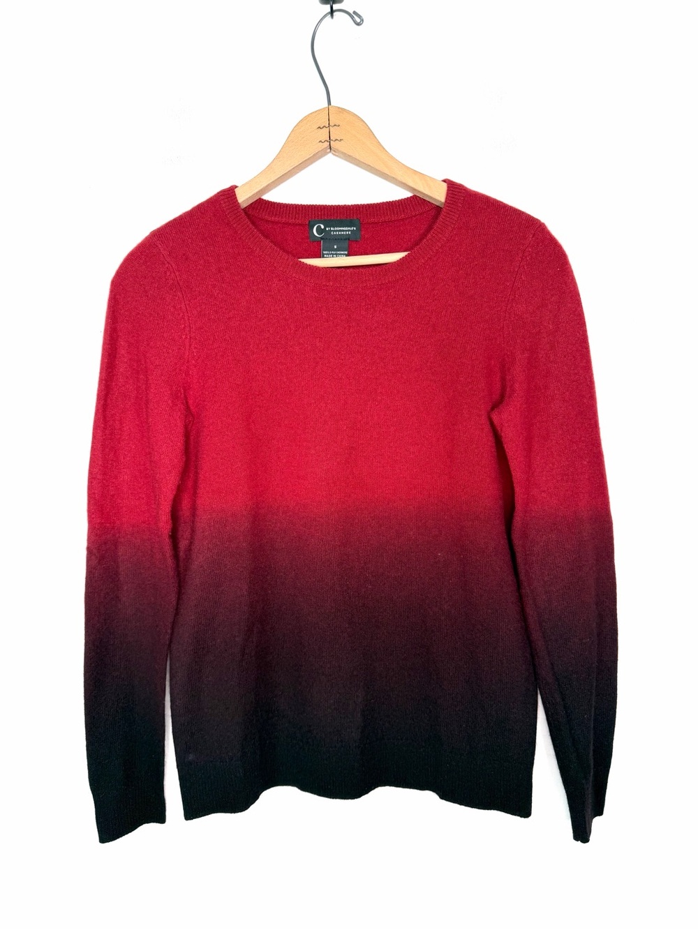 C by Bloomingdale's Cashmere Dip-Dye Ombré Crewneck Sweater Size Small - Picture 2 of 5